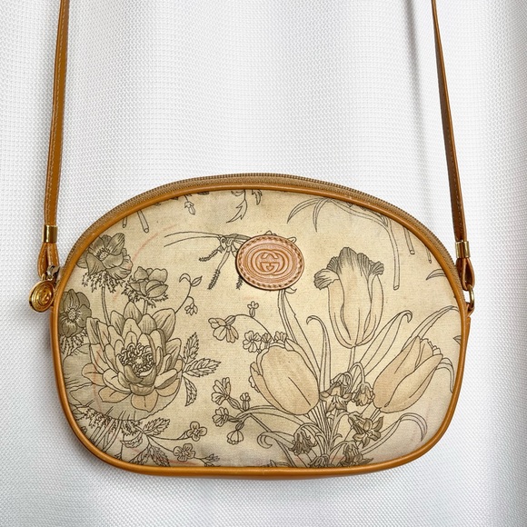Vintage Gucci Floral & Dragonfly Tan Crossbody bag - Picture 10 of 17